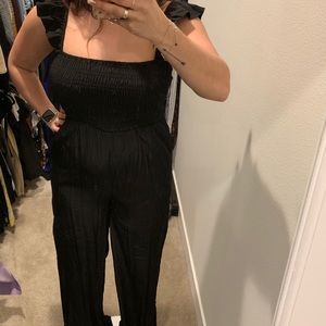Tea n Cup Pants - MERRIMENT SMOCKED POCKETED JUMPSUIT Tea n Cup Pants - MERRIMENT SMOCKED POCKETED JUMPSUIT